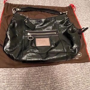 Coach, patent leather shoulder hobo purse
